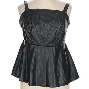 torrid Faux Leather Pleather Peplum Sleeveless Tank Top goth punk